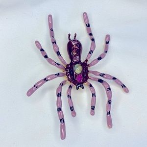 Huge Purple Enamel Halloween Spider Brooch Pin